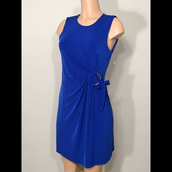Calvin Klein blue faux wrap dress. Size 4. NWOT - Picture 5 of 6